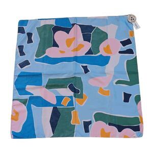 NWT Bobo Choses Blue Abstract Floral Print Foulard Lightweight Baby Scarf 26x26